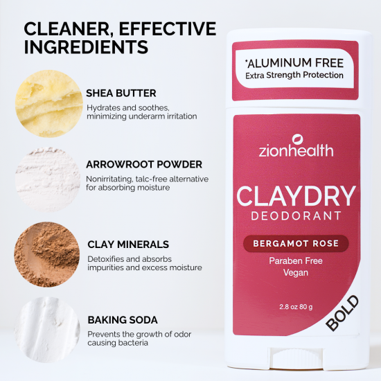 CLAYDRY™ BOLD Bergamot Rose Aluminum-Free Natural Deodorant
